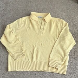 Cashmere polo Sweater in Butter yellow